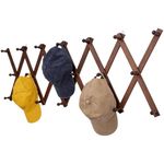 SCUNDA Accordion Wall Hanger with 20 Hooks, Expandable Wall Hat Display Rack, Wooden Wall Hook for Coat, Hats, Baseball Caps, Coffee Mug, Jewelry(Brown)