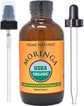 PRIME NATURAL Organic Moringa Oil USDA Certified, 100% Pure, Cold Pressed, Virgin, Unrefined Oil (4oz /120ml) - Joints, Skin, Face, Body & Hair - Vegan - Food Grade - Natural Moisturizer