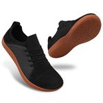 JIASUQI Mens Barefoot Shoes Minimalist Cross-Trainer Shoes Breathable Wide Toe Walking Shoes Zero Drop Sneakers for Running Trail(Size9.5,Black Rb)