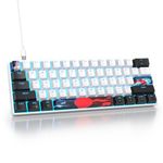 Ussixchare 60 Percent Gaming Keyboard 61 Keys Mechanical Keyboard Ultra Compact Wird Keyboard LED Backlit with Red Switch for PC Laptop Gamer(61 White)