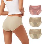 INNERSY Women's Seamless Touch Hipster Panties No Show Quick Dry Underwear 3-Pack(Nude Dip,Large)