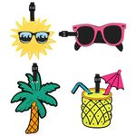 TamBee Luggage Tags for Suitcases Luggage Tags Labels Travel Suitcase Secure Baggage Labels with Buckles and Name ID Card, Unique Beach Series(4 Pack)