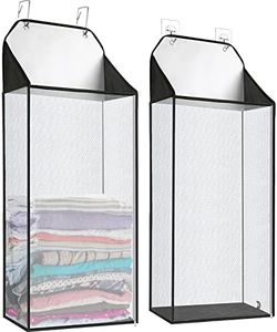 MaxGear Hanging Laundry Hamper, Over the Door Hamper with 2 Kinds of Hooks for Dirty Clothes Organizer, Mesh Wall Hanging Laundry Basket with Zipper for Bathroom, Wardrobe, Dormitory (Black-2 Pack)