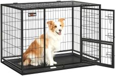 Feandrea Heavy-Duty Dog Crate, Metal Dog Kennel and Cage with Removable Tray, XL for Medium and Large Dogs, 42.1 x 27.6 x 29.5 Inches, Black UPPD001B01