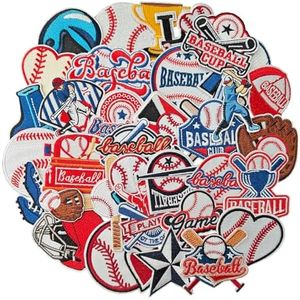 TXSN Baseball Iron on Patches, Boys Baseball Themed Embroidered Iron on/Sew on Applique Patches for Clothing, Pants, Backpacks, Hats, Jeans, DIY Accessories.
