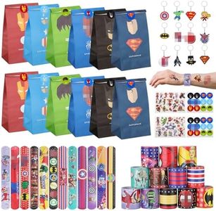 JETOP Superhero Party Bags Fillers for Kids, 40 Pcs Party Bag Fillers for Kids Boys Girls, Superhero Party Bag Fillers Include Superhero Party Bags, Superhero Stickers, Keyrings, Slap Bands