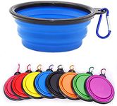 Collapsible Dog Bowl,Collapsible Dog Water Bowls for Cats Dogs, Portable Pet Feeding Watering Dish,Portable Dog Water Food Bowl with Carabiner (Small(350ML), Blue)