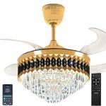 oltao Freya Chandelier Fan 42 inches with with BLDC Motor, 3 Colour Stepless Dimmable LED Light, Noiseless Retractable Blade, Summer/Winter Mode, app and Remote Control - New Model 2024