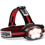 COPIC Headlamp 1100 Lumen USB Rechargeable Sensor LED Head Torch 7 Modes Head Lamp with Red Light 90° Adjustable IP4 Waterproof Jogging Camping (1 Piece) [Energy Class A+++] (1pcs)