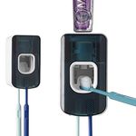 2 Slot Toothbrush Holder and Toothpaste Dispenser Wall Mounted, Automatic Toothpaste Squeezer, 2 in 1 Tooth Brush Toothpaste Organizer for Shower (Blue)