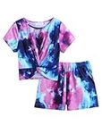 Arshiner Girl's Clothing Set Tie-dye Kids T-shirt with Shorts Summer Casual Fashion Outfits Sports Clothes Sets for Girls 6 Years