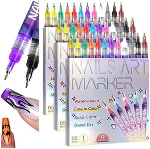 Nail Art Markers, 12 Colors Nail Art Pens Set Nails Art Markers Polish Pens for 3D Nail Art, Nails Arts Tools for Graffiti Dotting Drawing Painting Point Liner DIY Kit Home DIY Salon (3 Set)