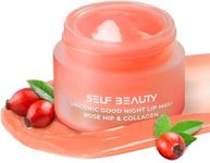 SelfBeauty Lip Mask - Rosehip & Collagen, Vegan Lip Balm, Lip Moisturizer, Overnight Hydrating Lip Treatment with Collagen Peptide, Lip Scrub Exfoliator Intensive Lip Repair, 0.51fl.oz