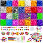 12100+ Loom Rubber Bands Bracelet Making Kit, Big Giftable Case with Premium Quality Accessories, 28 Unique Bright Colour Bands, Best Gift for Christmas and Birthday, Refill Kit for Girls & Boys By Momo's Den