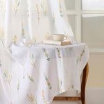HOMEMONDE Sheer Window 6 Feet Curtains Set of 2- Printed Sheer Light Filtering Curtain with Eyelets - (72 Inches, Yellow & Green)