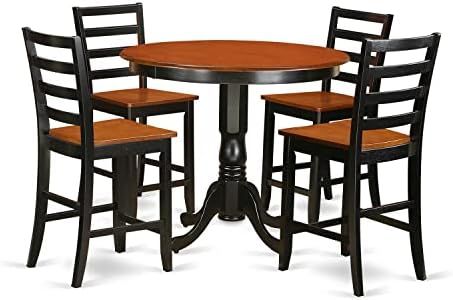 East West Furniture TRFA5-BLK-W 5 Piece Kitchen Dinette Table and 4 Bar Stools Set