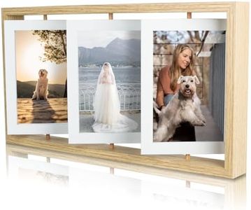 kollyseek Marco de fotos giratorio de 10 x 15 cm, marco de fotos de madera giratorio 360°, 6 fotos para colocar fotos, regalo para cumpleaños, bodas, niñas, niños, amigos
