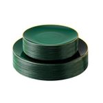 50PCS Green Gold Plastic Plates for 25 Guests, Hefty Disposable Party Plates Include 25 Dinner Plates, 25 Salad Plates for Party, Wedding, Birthday