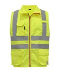 BOCOMAL FR Shirts High Visibility/Hi Vis Flame Resistant/Fire Retardant Shirt 7.5oz Men's Reflective Shirts, High Vis Yellow Vest Class 2, X-Large