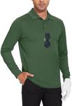 JWM Men's Long Sleeve Golf Polo Shirts - Athletic Casual Travel Performance Collar Shirts Lightweight Quick Dry UPF50 Olive