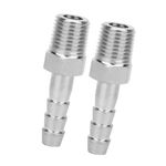 2Pcs 1/4in Hose Barb Quick Connector Male Threaded Coupler Air Fitting, Stainless Steel Air Hose Fittings, BSPT Male Thread Connector Barb Joint Quick Coupling Connector Tail Pipe(BSPT1 / 6-10mm)