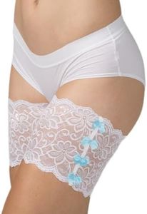 Bandelettes Patented Thigh Bands for Women – Lace or Solid, with Anti-Chafing benefits, Breathable Stay-Up Design - Dolce Limited White Size E (2X Large)