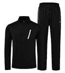 MoFiz Men Travksuit Set Full Zip Jogging Running Track Suits Set 2 Piece Set Jacket & Pant A-Black,3XL