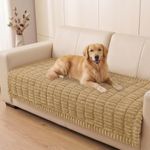 Smiry Couch Cover for Dogs Washable, Non Slip Fuzzy Pet Couch Covers for 3 Cushion Sofa Pet Friendly, Thick Soft Sofa Slipcovers Cushion Protector (Camel, 35.4" x 95")
