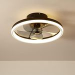 LMiSQ Reversible Ceiling Fans with Lights and Remote 49CM 48W Modern Low Profile Ceiling Fan Light Timing 6 Speeds 3-Color Dimmable Flush Mount Ceiling Fans with Lamps Smart Remote Control