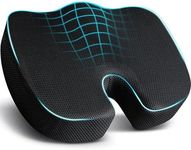 EcoNour Seat Cushion for Pressure Relief | Office Chair Cushion for Sciatica | Ergonomic Anti-Slip & Foam Coccyx Cushion for Tailbone & Lower Back Pain (Black)