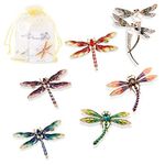 6 Pcs Dragonfly Themed Enamel Crystal Rhinestones Brooch Pin Women Jewelry Clothes Dress Scarf Decoration Lapel Pin