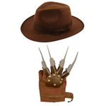 The Fancy Dress Kids Halloween Freddy Jumper, Explorer Hat With Claw Set - A Nightmare On Elm Street Scary Halloween Costumes For Boys (Hat+Glove -, One Size)