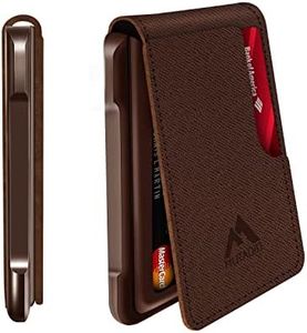 Aluminum Tactical Mens Wallet - Wallets for Men with Leather RFID Blocking Metal Carbon Fiber Pattern Gift (Saffiano Deep Taupe)