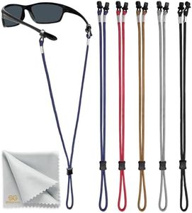SIGONNA Eyeglasses String Holder Strap Cord - Eyeglass Chain for Men Women - Glasses Lanyard Holders Around Neck - Sports Eye Glass Straps Sunglass Retainer - 5 Cords Dark