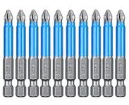 Saipor 10pcs PH2 Magnetic #2 Phillips Screwdriver Bit Set Hex Shank Phillips Head Drive Bit Cross Anti-Slip Screw Driver Power Drill Bit Screwdriving Bit for Electric Hand Screwdrivers|PH2 X 65mm