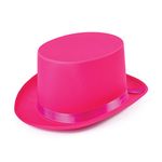 Vibrant Pink Satin Top Hat (1 Pc) - Perfect Accessory for Parties, Weddings, 1980-Themed Events, Festivals, Music, World Book Day, & More Halloween Halloween