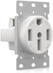 ELEGRP White 50 Amps 125/250V Range Oven Stove Receptacle, Flush Mounting Power Outlet, NEMA 14-50R, Straight Blade Heavy Duty Range Receptacle, Grounding, 3 Pole 4 Wire, UL Listed, 1 Pack