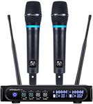 Kithouse S9 UHF Rechargeable Wireless Microphone System Karaoke Microphone Wireless Mic Cordless Dual with Bluetooth Receiver Box + Volume Control ECHO for Karaoke Singing Speech Meeting Church