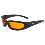 Global Vision Chicago Padded Motorcycle Safety Sunglasses For Men & Women Black Frame w/Orange Lens & RX-ABLE