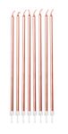 Anniversary House Pack of 16 Extra Tall Slim Birthday Cake Candles with Holders, Metallic Rose Gold, 18 Centimeters, Strong and Sturdy, AHC211