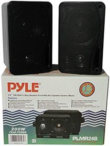 COPPIA DI CASSE IMPERMEABILI E RESISTENTI ALL'ACQUA E AL SOLE, PYLE PLMR24B NERE 15,00 CM 200 WATT RMS E 400 WATT MAX A COPPIA DA ASCOLTO
