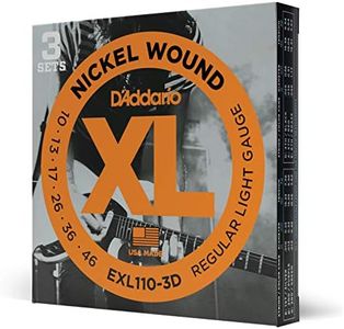 D'Addario Guitar Strings - XL Nickel Electric Guitar Strings - EXL110-3D - Perfect Intonation, Consistent Feel, Reliable Durability - For 6 String Guitars - 10-46 Regular Light, 3-Pack