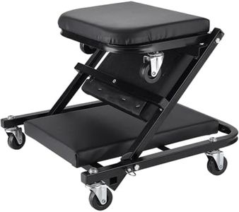 Cozioz Rolling Creeper Seat on Wheels, Foldable Mechanic Seat with Thick Padded Cushion, Adjustable Topside Creeper for Garage Work and Maintenance