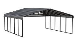 Arrow Shed 20' x 24' x 9' Galvanized Steel Multi-Purpose Shade and Shelter Carport, Charcoal Finish