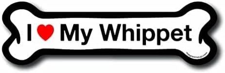 Magnet Me Up I Love My Whippet Dog Bone Magnet Decal, 2x7 Inches, Heavy Duty Automotive Magnet for Car Truck SUV