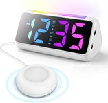 Loud Alarm Clock for Heavy Sleepers, Vibrating Alarm Clocks with Bed Shaker, Night Light, RGB Display, Brightness Dimmer, Vibration Alarm Clock Bedside for Hearing Impaired Deaf People
