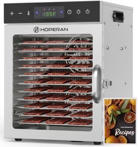 HOPERAN Food Dehydrator Machine with 12 Stainless Steel Trays – Digital Timer & Adjustable Temp Control for Jerky, Herbs, Fruits | Overheat Protection, BPA-Free, Includes Recipe Book