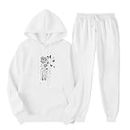 Womens Sweatsuits 2 Piece Outfits Trendy Heart Graphic Hoodies Sweatshirt Jogger Sweatpant Comfy Lounge Set Tracksuit, A30 White, Medium