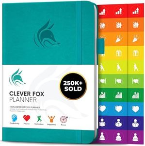 Clever Fox Planner – Undated Weekly & Monthly Planner to Increase Productivity, Time Management and Hit Your Goals – Organizer, Gratitude Journal – Start Anytime, A5, Lasts 1 Year, Turquoise (Weekly)