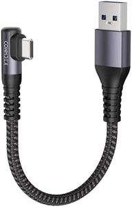 CONMDEX Cable USB a USB C corto ángulo USB3.1 Gen2 20 cm 10 Gbps cable de datos tipo C Android Auto 3.1 A QC3.0 A a C Carga rápida para iPhone 16 Pro max Samsung Note20 Galaxy S24/S23/S22 Pixel9